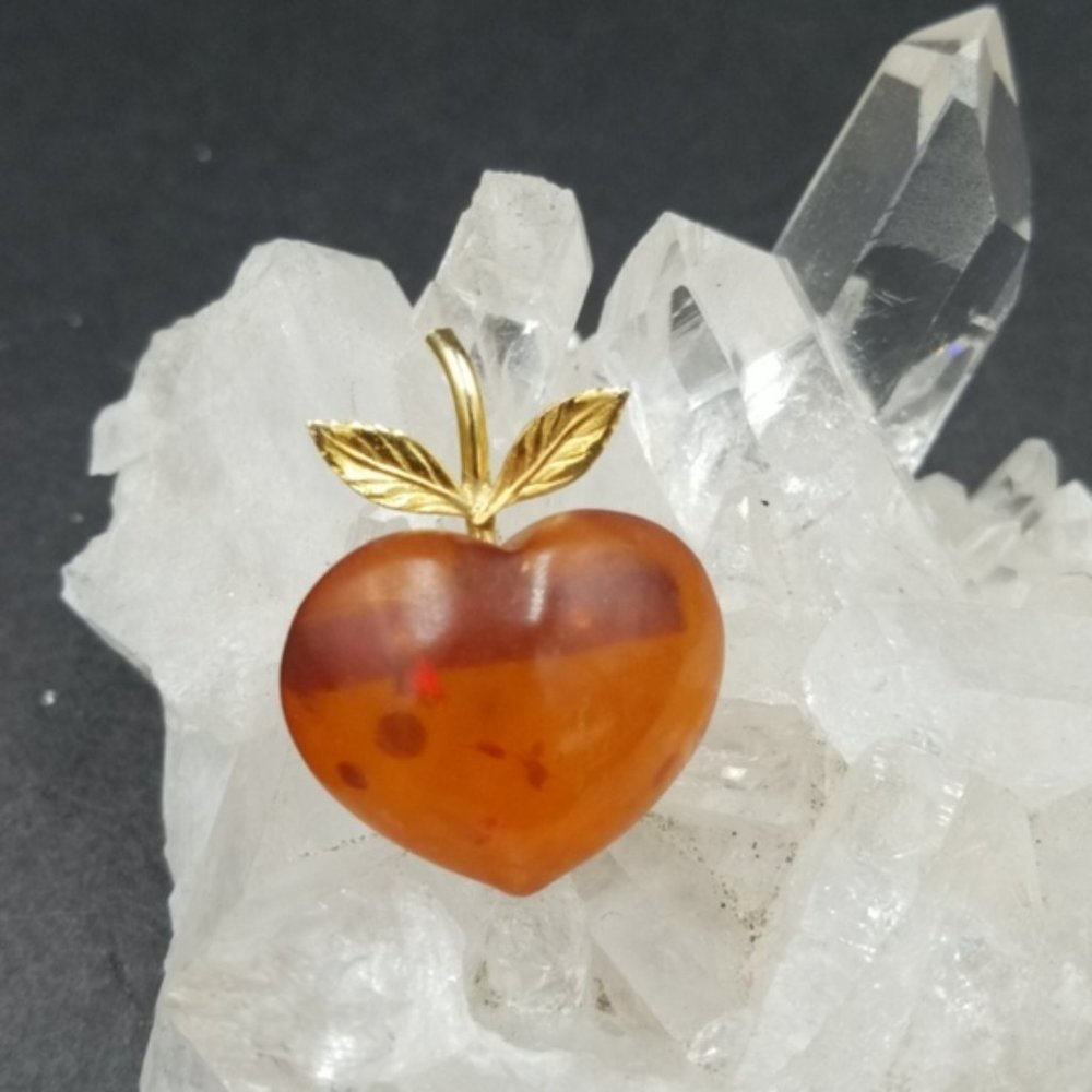Vintage Amber Guild Carved Fruit Brooch